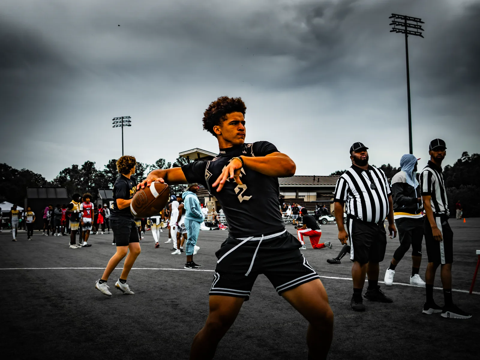 Derrick Baker throwing in C1N 7-on-7 competition